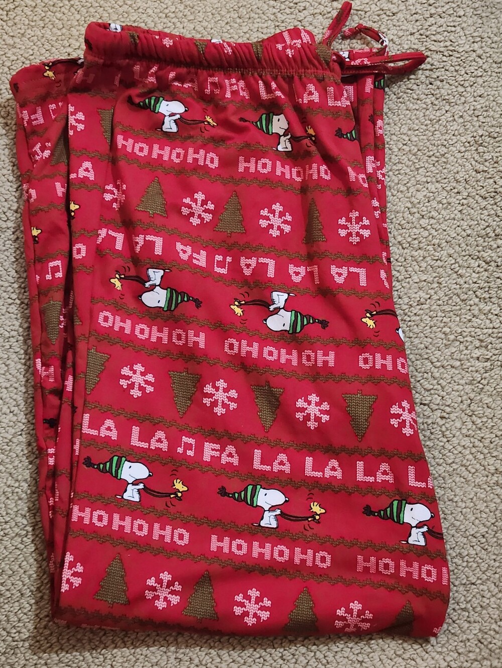 Peanuts Red Snoopy & Woodstock Holiday Women's Pajama Bottoms SIze XL